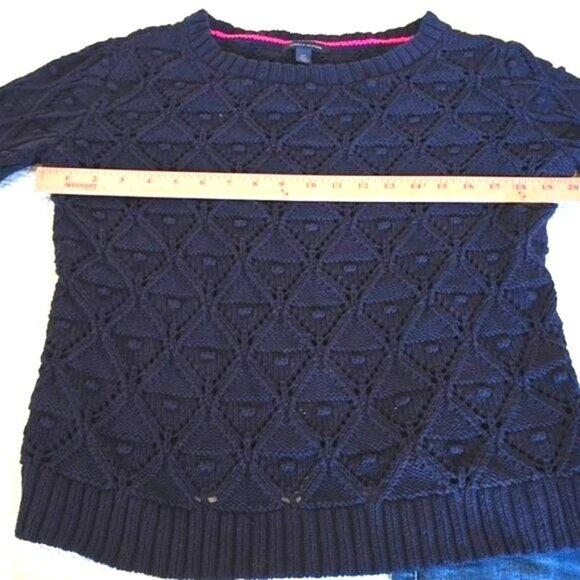 Tommy Hilfiger Women's Sweater Size Large Navy Blue Rounded Neck Preppy Knit - Picture 4 of 12